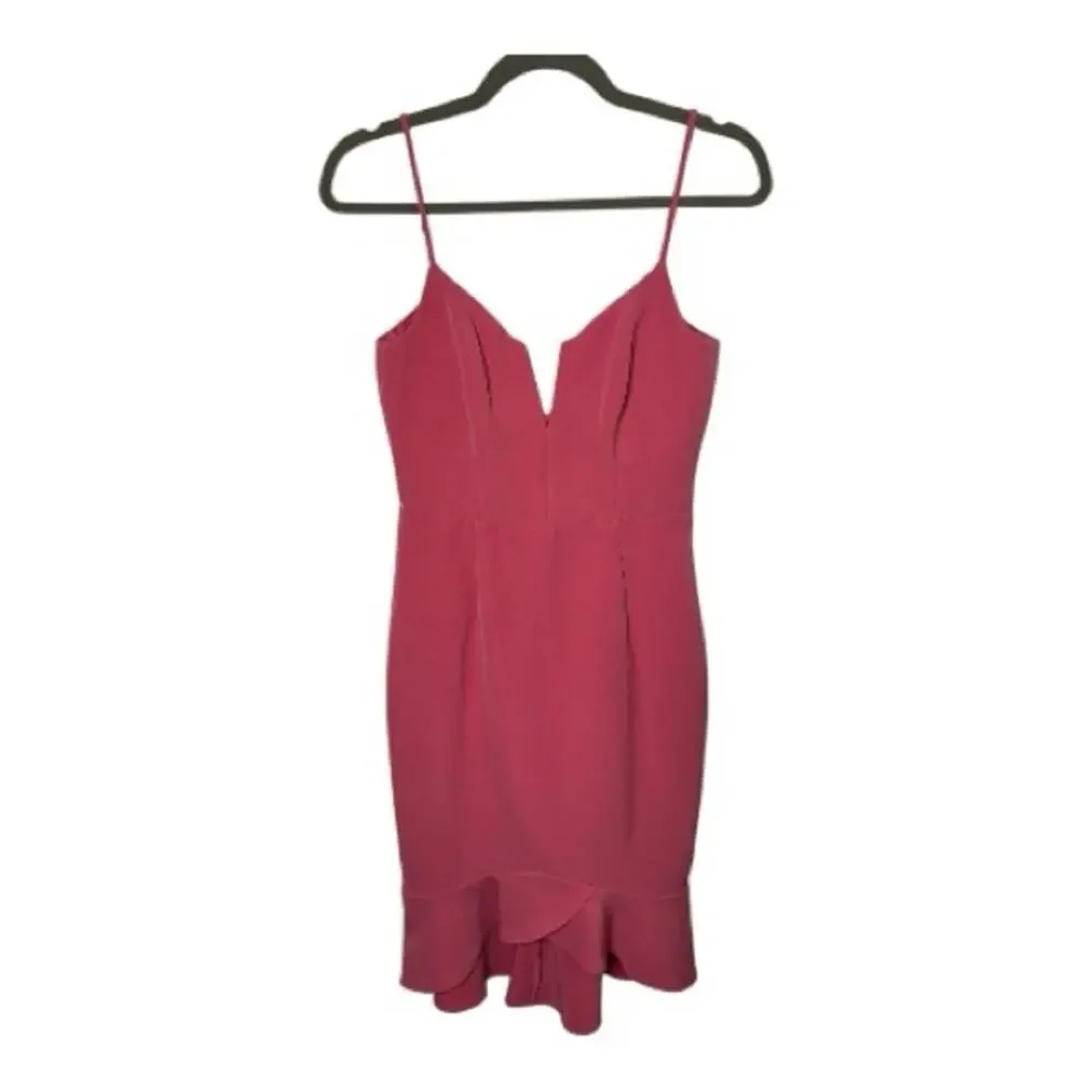 Bardot Pink Ruffle Hem Spaghetti Strap Dress 4